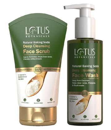 Lotus Botanicals Baking Soda Combo, Face Wash 180ml & Face Scrub 100ml (set of 2)