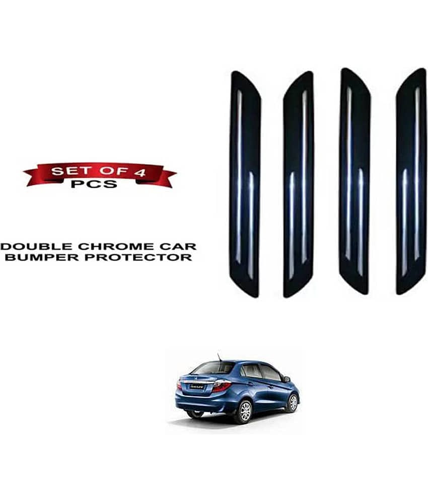 RONISH Rubber Car Bumper Protector Guard (Double Chrome) For Honda Amaze