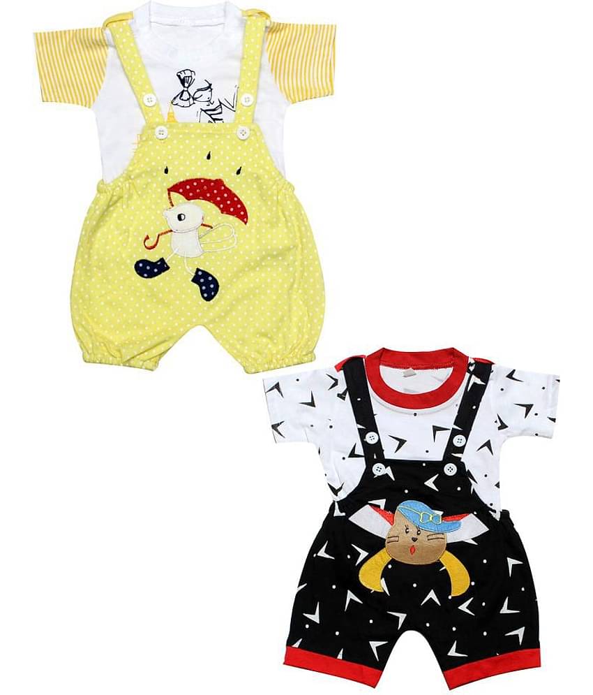 Babeezworld Pack of 2 Baby Boys Cotton Dungarees ( Multicolor )