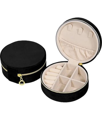 Jewellery Organiser PU Leather Zipper Portable Storage Box with Divider Container
