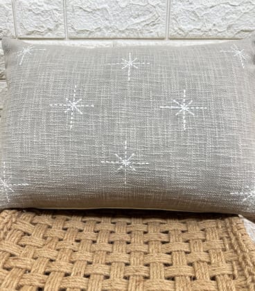Indihomecraft Handicraft Cotton Cushion Cover - Hand Stitched Embroidery Decorative Art Boho Pillow Star Shape Gray Hand Made Pillow Cover | Square Shape 14X20 Inches Cushion Cover Indihomecraft Handicraft Cotton Cushion Cover - Hand Stitched Embroidery Decorative Art Boho Pillow Star Shape Gray Hand Made Pillow Cover | Square Shape 14X20 Inches Cushion Cover