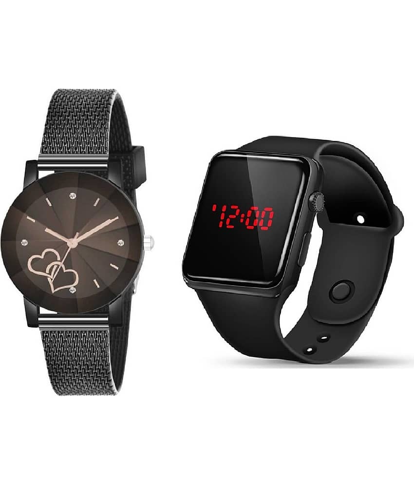 Cosmic - Black Leather Analog Womens Watch