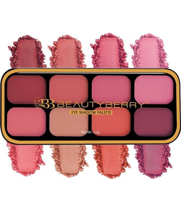 Beauty Berry Matte Eyeshadow & Blusher Palette 8 Highly Pigmented Shades for Eye Makeup (Shade - 01)