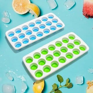 21 Cavity Pop Up Ice Cube Trays for Freezer with Lid with Easy Release Flexible Silicone Bottom Multicolor Silicone Ice