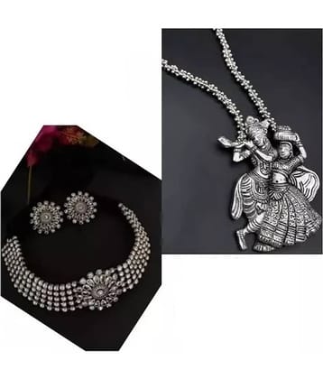 Samridhi DC Silver Alloy Necklace Set ( Pack of 1 )