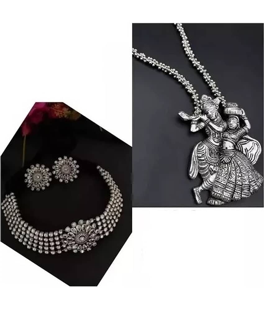 Samridhi DC Silver Alloy Necklace Set ( Pack of 1 )