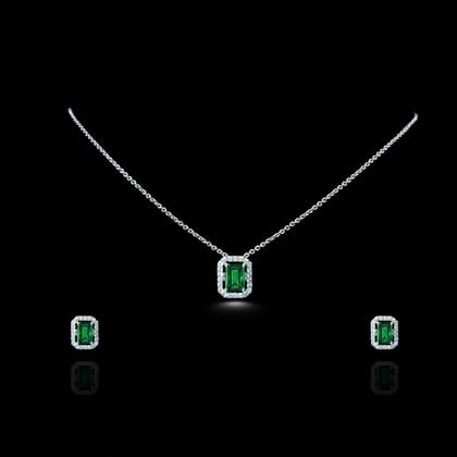 Emerald Baguette Zircon Necklace-set