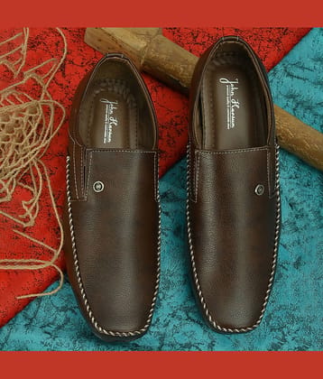 John Karsun Brown Men's Slip On Formal Shoes