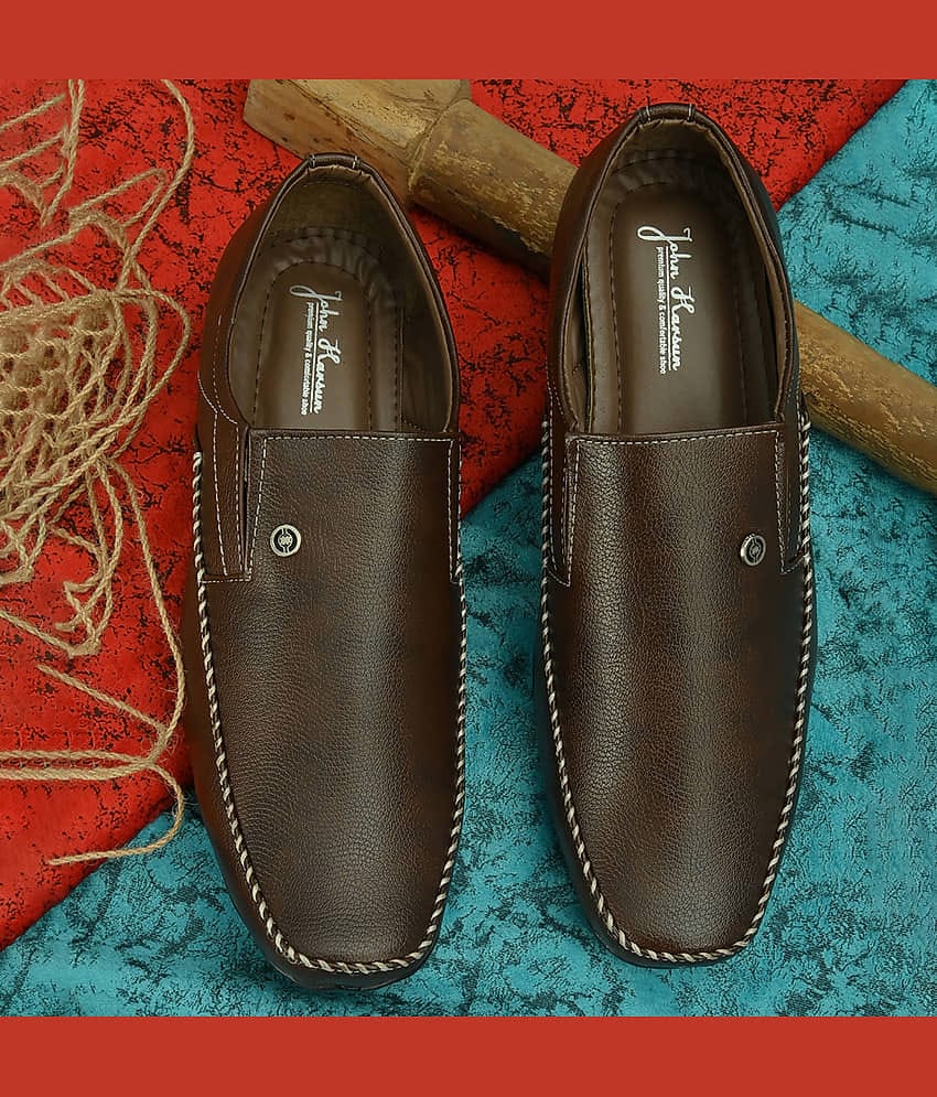 John Karsun Brown Men's Slip On Formal Shoes