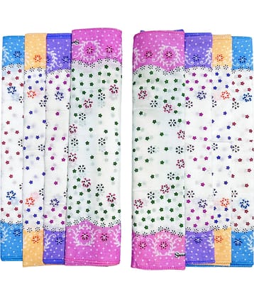 royal mart Premium Cotton Handkerchief 11*11 – Soft Prints for Women/Girl/Design Will Vary Multicolor Handkerchief (Pack of 8)