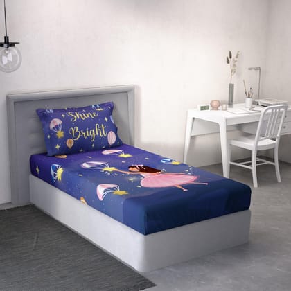 DDECOR - Little Brats Collection 100% Cotton Conversational Pattern 145TC Single Bedsheet|152 CM X 224 CM| - Blue
