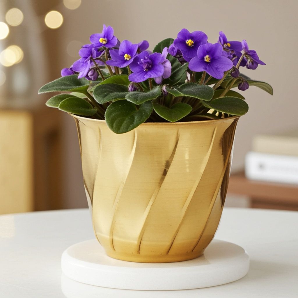 Decorative Brass Planter Gamla ? Handcrafted Home Decor, Height : 7.5 Inch (FMAS653 E)