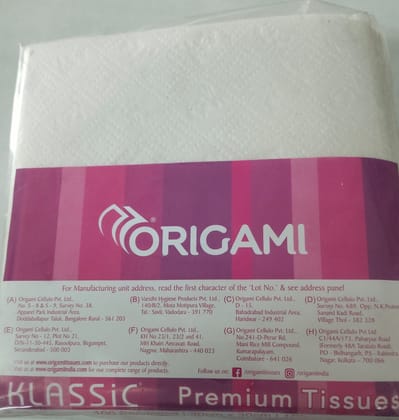Origami klassic premium tissues 30cm x 30cm 100 serviettes