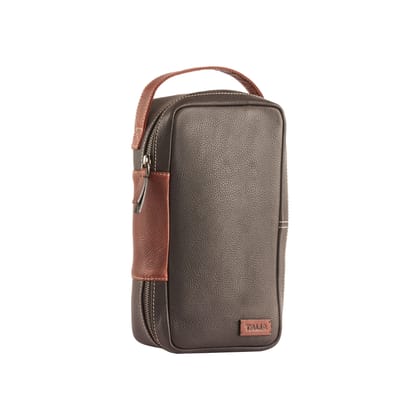 Travel Case-Full Grain Leather Zippered Toiletry Bag .