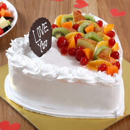 Heart Shaped Vanilla Fruit Cake 1 Kg Eggless