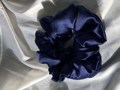 Dark Blue Satin Scrunchie