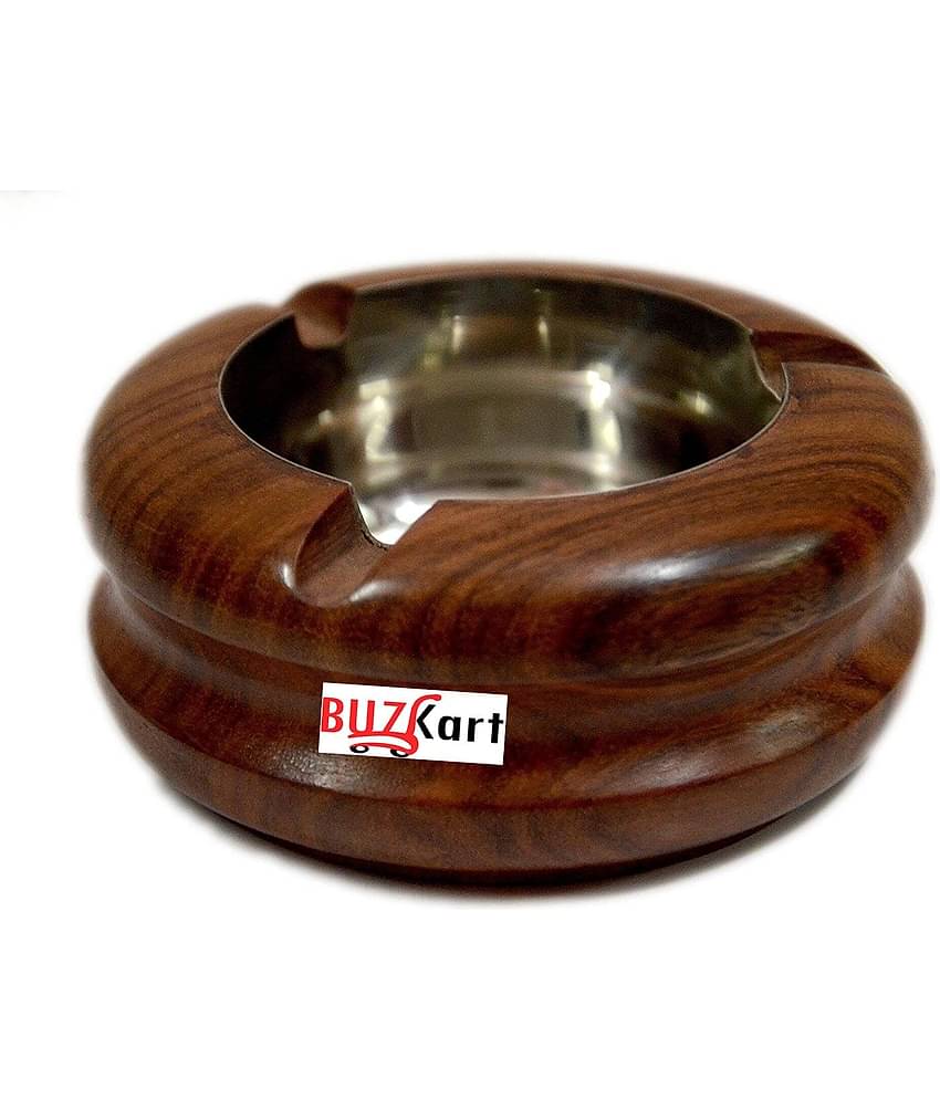 BuzyKart Sheesham Wood Plain Round Handcrafted Ash Tray