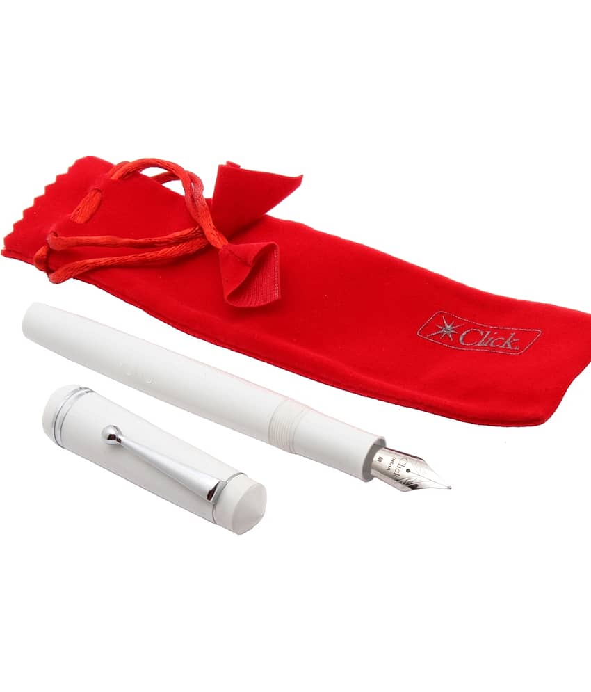Click Aristocat Acrylic Fountain Pen With Medium Nib 3in1 Ink Filling System - White