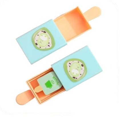 Pencil Eraser Magic Box Popsicle Shaped Ice Cream Drawer Modle Rubber Eraser Stationary School Food Print for Children Pack of Any 2 pcs.