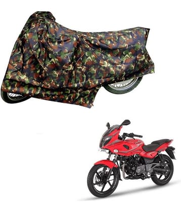 AutoRetail Dust Proof Two Wheeler Polyster Cover for Bajaj Pulsar 220 F (Mirror Pocket, Jungle Color)