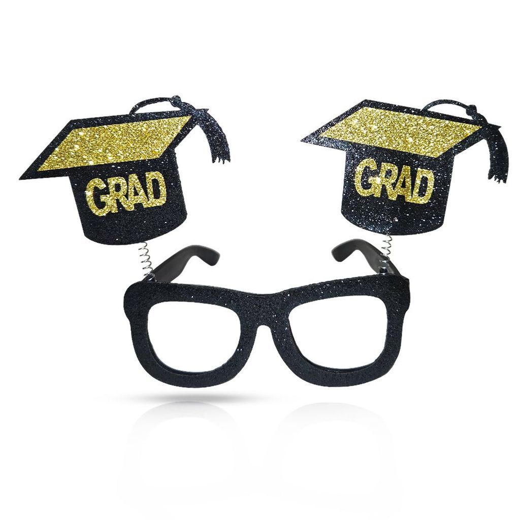 Graduation Black & Gold Sunglass with Shimmer - 1PC - Party and Festive Needs | Buy online on ZillyBuy