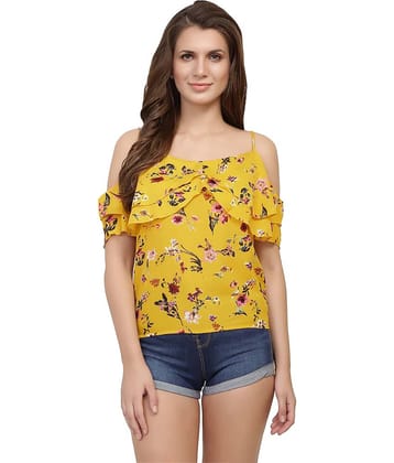Chimpaaanzee Women's Crepe Regular Top ( Yellow )