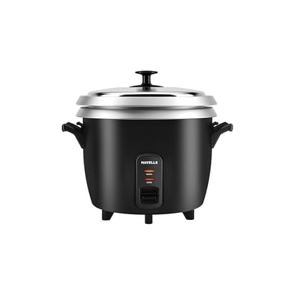 HAVELLS RISO Plus 1.8 liter 1 Bowl Rice Cooker| 700 W | Indicator Light |3 X Protection | 1 mm Thick inner bowl | SS 304 stainless steel Lid | Cook and Warm function| Drum shape model(Black)