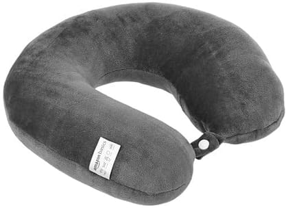 Grey U-Shaped Memory Foam Travel Neck Pillow for Comfort & Support