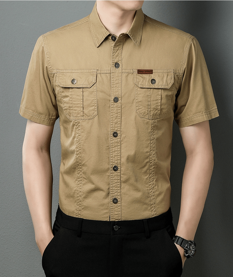 Elite Cargo Half Sleeve Double Pocket Shirts-M/40 / Vanilla / Half Sleeve