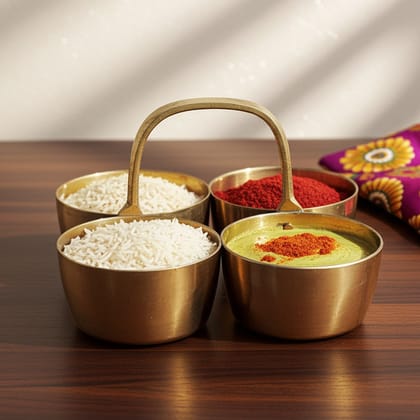 Brass Chokta Small 4 Bowl Combined (ZMAS142 C)