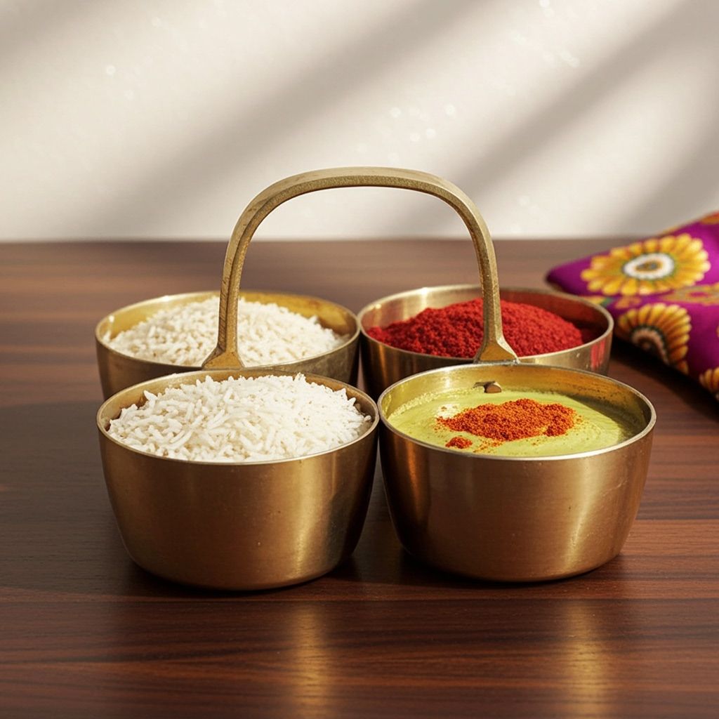 Brass Chokta Small 4 Bowl Combined (ZMAS142 C)