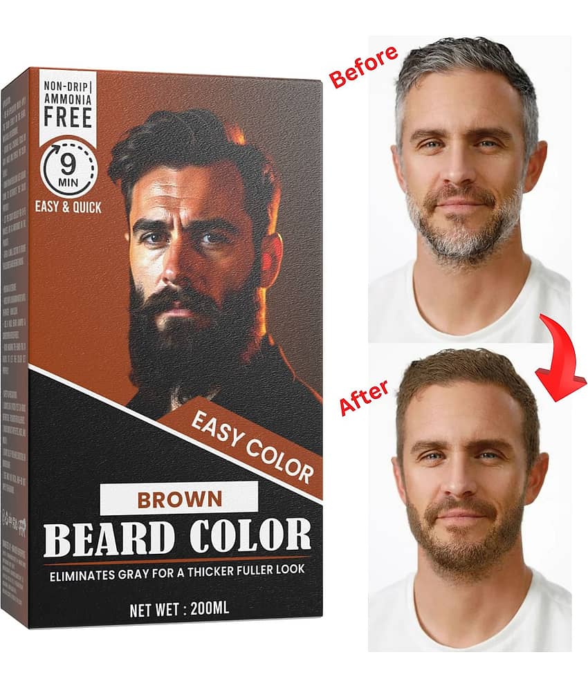WRIXTY Fruit Vinegar Beard Dye Gel Brown Instant Grey Coverage Smooth Soft Beard Easy Apply