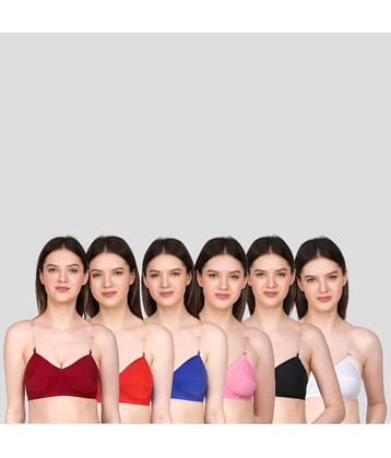 TCG Pack of 6 Cotton Blend Non Padded Women's Everyday Bra ( Multicolor )