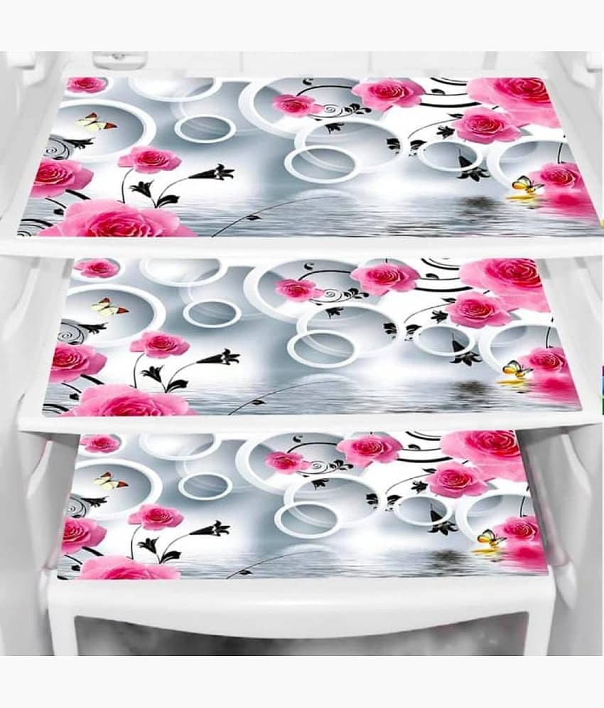 Suraj Enterprise PVC Colorblock Fridge Mats ( 30 45 ) Pack of 4 - Multicolor
