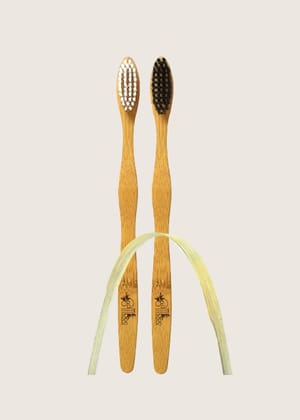 Bamboo Toothbrush (Pack of 2) with tongue cleaner-No