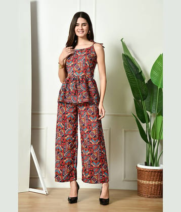 Lihana Women Printed Top With Palazzos Co-Ord Set ( Multi Color )