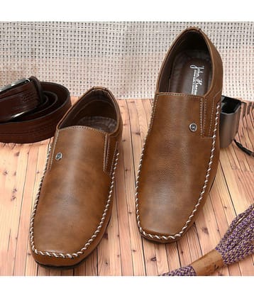 John Karsun Tan Mens Slip On Formal Shoes - None