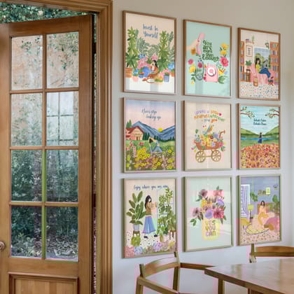 Mindful Moments Frame Wall Art Set of 9-8x10 inches / White Frame