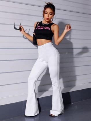 Women Deep White High-Rise Bootcut Fit Stretchable Jeans-36
