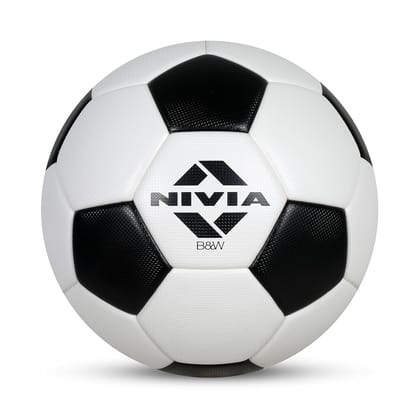 Nivia B&W/PU Football/32 Panel/Suitable for Soft & Wet Ground,Hard Ground/Size-5 (White)