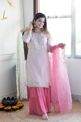 Nusrat Golden Sharara Suitt Set-M