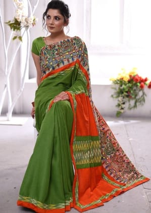 AWESOME LINEN COTTON PRINTED SAREE - 1836