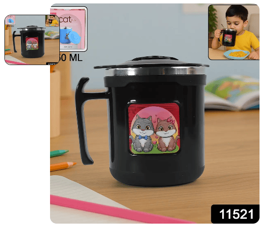1 Pc Apex Cat Mug 250 ml Stainless Steel Insulated Inner with Cute Cat Print