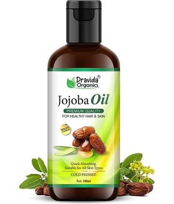 Dravida Organics Pure Cold Pressed Natural Unrefined Jojoba Oil 100 mL