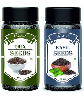 NUTRIVUE Chia Seeds & Basil Seeds 250 gm Pack of 2
