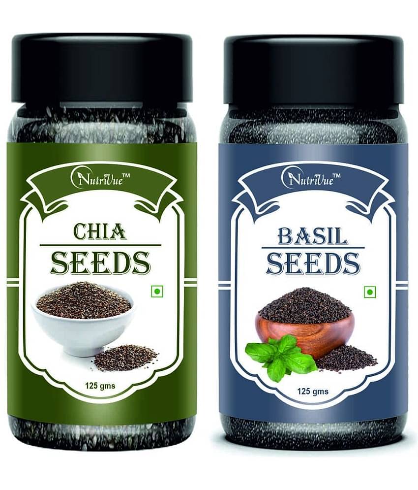 NUTRIVUE Chia Seeds & Basil Seeds 250 gm Pack of 2