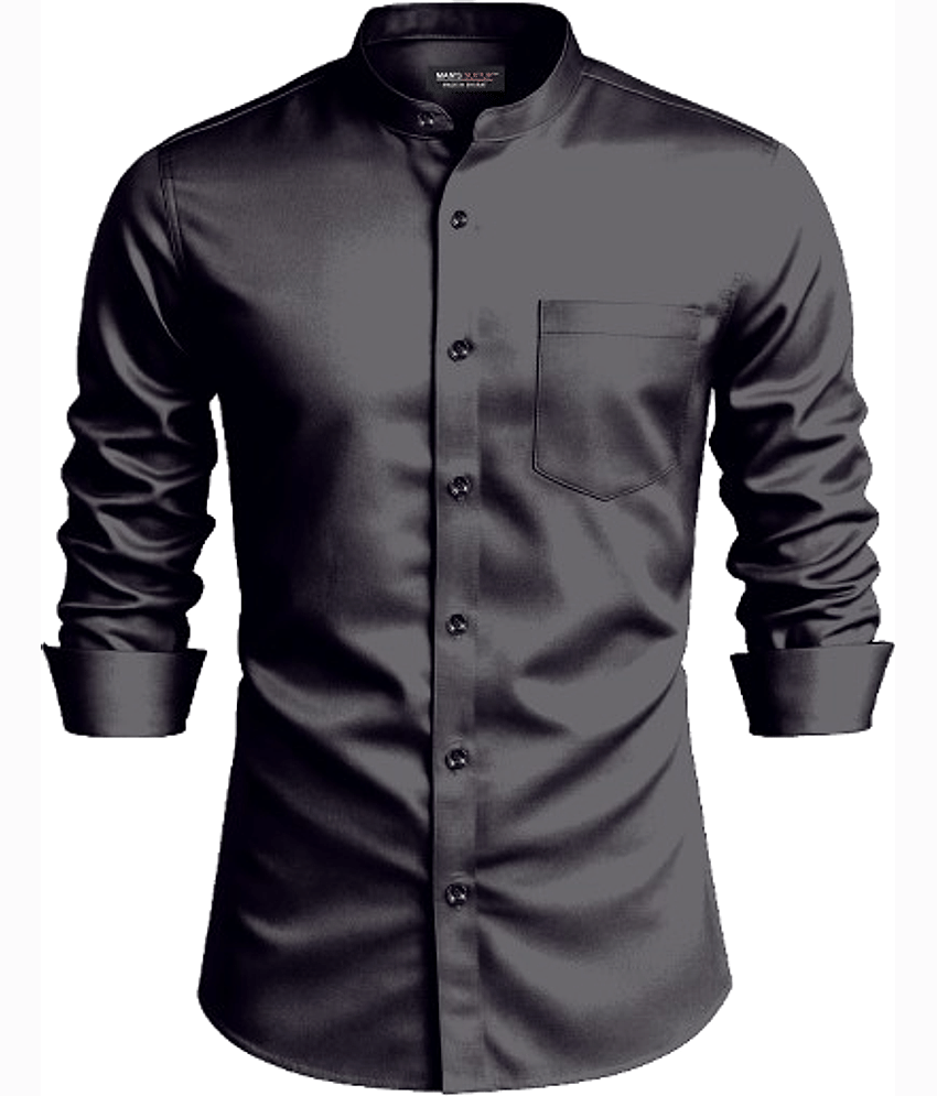 MAN'S SUITUP Satin Regular Fit Full Sleeves Men's Formal Shirt - Black ( Pack of 1 )