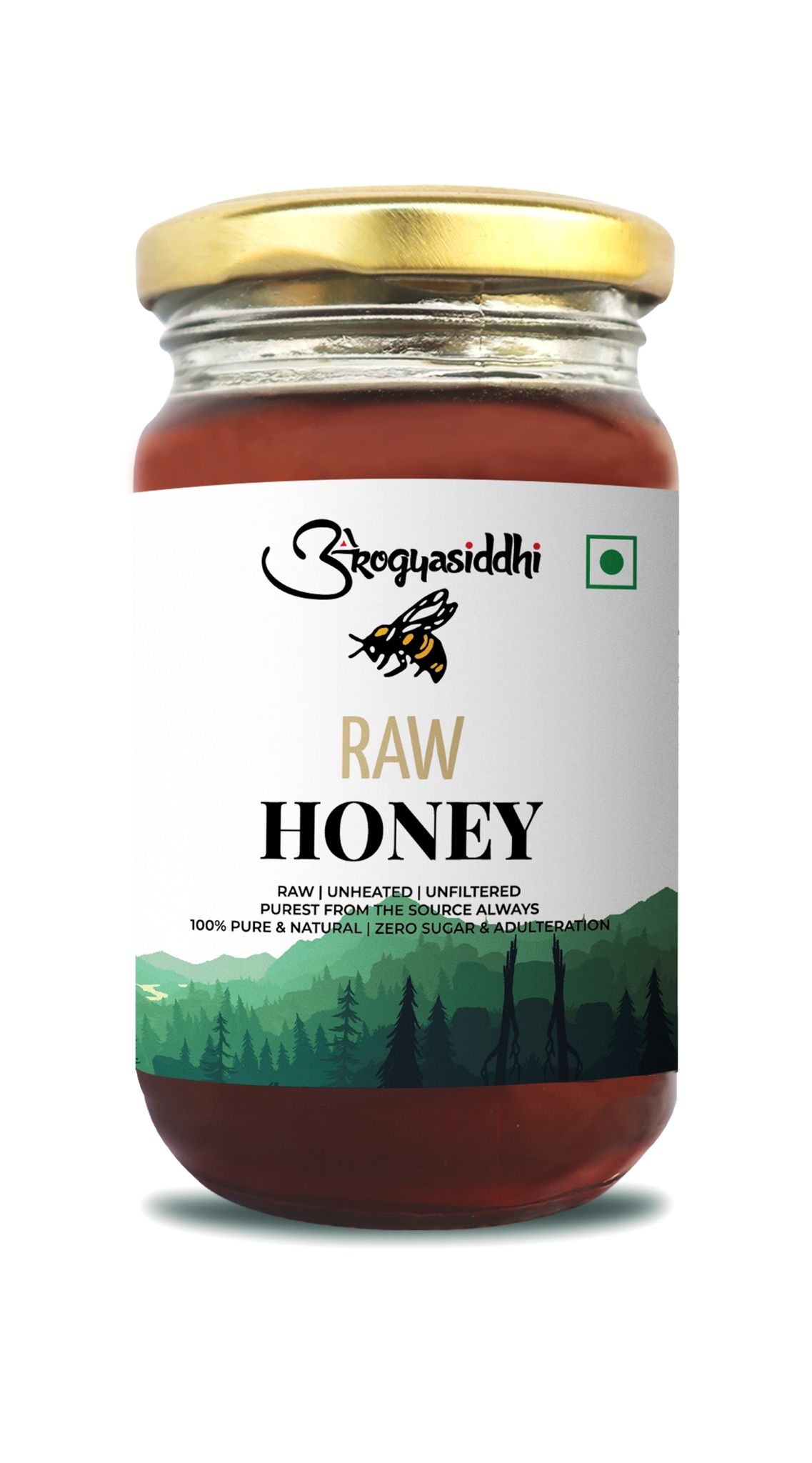 AROGYASIDDHI Raw Honey , Pure & Organic , Zero Added Sugar , Natural Sweetener - 500gms