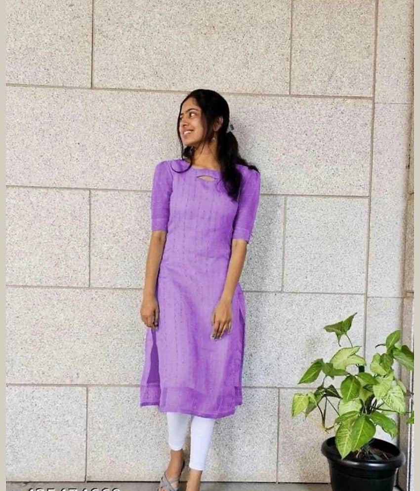 AK FASHION MALL Women Organza Embroidered A-line Kurti ( Purple )