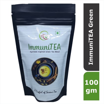 Camellia Twigs ImmuniTEA | Ayurveda Inspired Immunity Booster Green Tea Blend | Detox Tea l 100 gram/3.53 Oz / 67 large cups